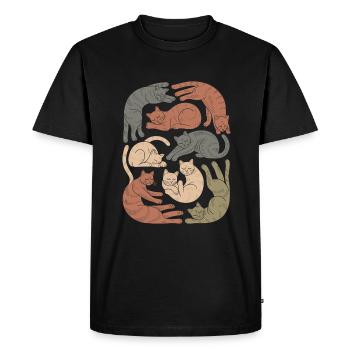 Motif de chat boho décontracté - T-shirt Premium bio Homme - noir - Devant - Nico (187cm)