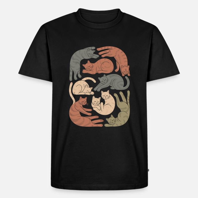 Relaxed Boho Cat Pattern - Men's Premium Organic T-Shirt - black