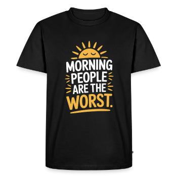 Les gens du matin sont les pires - T-shirt Premium bio Homme - noir - Devant - Nico (187cm)