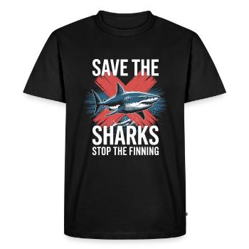 Sauvez les requins, arrêtez l’enlèvement des ailerons - T-shirt Premium bio Homme - noir - Devant - Nico (187cm)