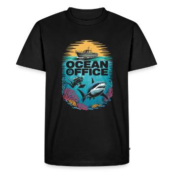 Biologiste marin Mon bureau, c’est l’océan - T-shirt Premium bio Homme - noir - Devant - Nico (187cm)