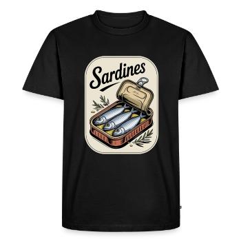 Sardines en boîte Illustration - T-shirt Premium bio Homme - noir - Devant - Nico (187cm)