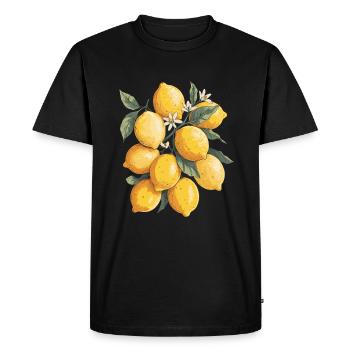 Citrons Illustration Réaliste - T-shirt Premium bio Homme - noir - Devant - Nico (187cm)