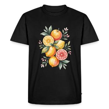 Citrons et oranges Oeuvres - T-shirt Premium bio Homme - noir - Devant - Nico (187cm)