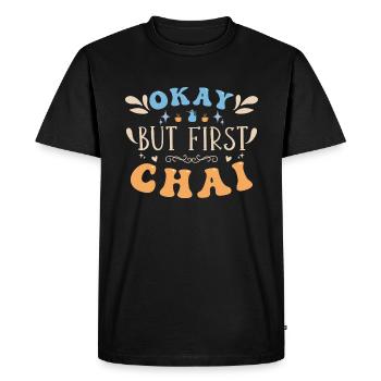 Chai Latte Tea Drink tea drinkers - Men's Premium Organic T-Shirt - black - Front - Nico (187cm)