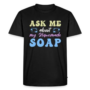 Fabrication de savon Savon fait à la main - T-shirt Premium bio Homme - noir - Devant - Nico (187cm)