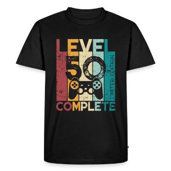 50 anniversaire Niveau 50 Cadeau complet de 50 ans - T-shirt Premium bio Homme - noir - Devant - Nico (187cm)