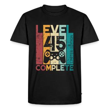45 Anniversaire Niveau 45 Cadeau complet de 45 ans - T-shirt Premium bio Homme - noir - Devant - Nico (187cm)