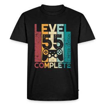 55 Anniversaire Niveau 55 Cadeau complet de 55 ans - T-shirt Premium bio Homme - noir - Devant - Nico (187cm)