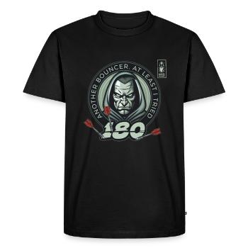 Darts 180 Bouncer White Player Dart Team - Men's Premium Organic T-Shirt - black - Front - Nico (187cm)