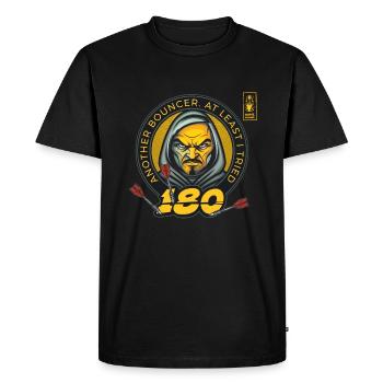 Darts 180 Bouncer Yellow Player Dart Team - Men's Premium Organic T-Shirt - black - Front - Nico (187cm)