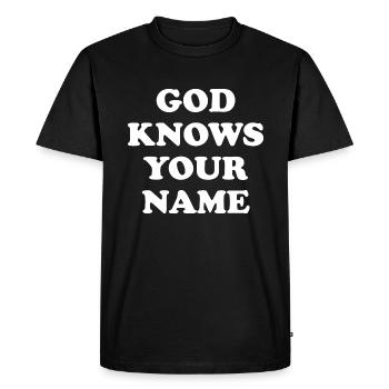 Dieu connaît ton nom - T-shirt Premium bio Homme - noir - Devant - Nico (187cm)