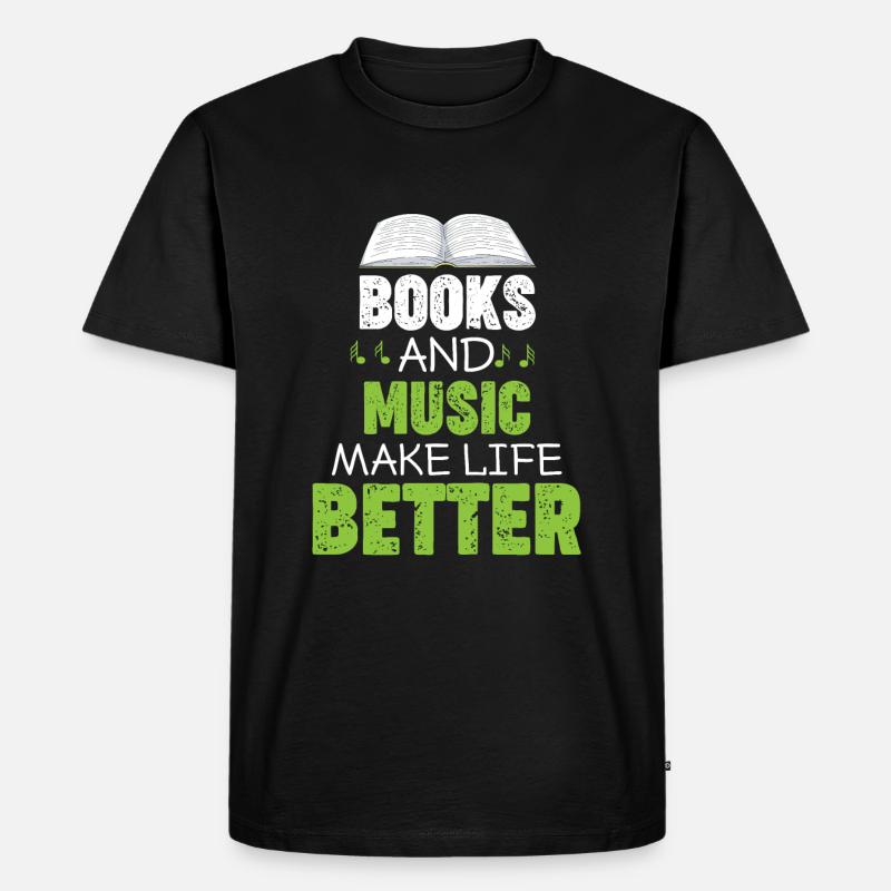 Buch Bücher Musik lesen - Männer Premium Bio T-Shirt - Schwarz