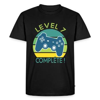 Level 7 cadeau geek anniversaire 7 ans gamer - T-shirt Premium bio Homme - noir - Devant - Nico (187cm)