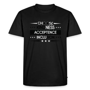 Acceptation Paix Bonté Sensibilisation Journée de l’unité - T-shirt Premium bio Homme - noir - Devant - Nico (187cm)