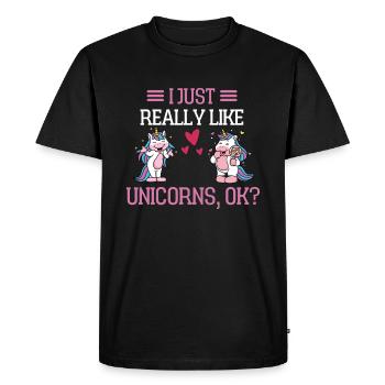 I just like unicorn gift fantasy unicorn - Men's Premium Organic T-Shirt - black - Front - Nico (187cm)