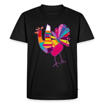 Paon - Dessin d'enfant - T-shirt Premium bio Homme - noir - Devant - Nico (187cm)
