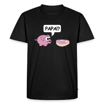 Papa | Schwein, grillen, Steak, Party - Männer Premium Bio T-Shirt - Schwarz - Vorne - Nico (187cm)