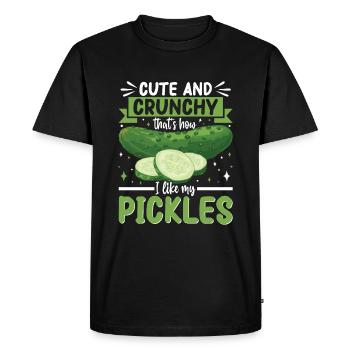 Cadeau de concombre mignon et croquant - T-shirt Premium bio Homme - noir - Devant - Nico (187cm)