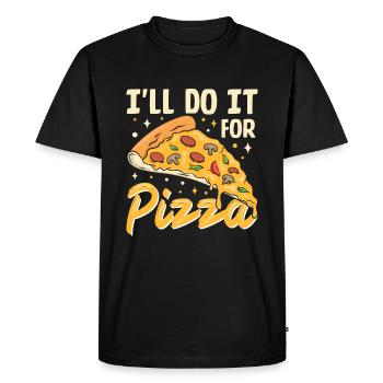 Je le ferai pour la pizza - Cadeaux de pizza - T-shirt Premium bio Homme - noir - Devant - Nico (187cm)