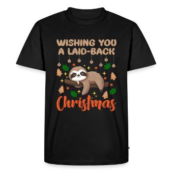 Funny Sloth Christmas Shirt, Christmas Greetings - Men's Premium Organic T-Shirt - black - Front - Nico (187cm)