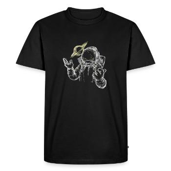 Cosmonaute flotte dans l'espace, je suis en apesanteur heureux - T-shirt Premium bio Homme - noir - Devant - Nico (187cm)