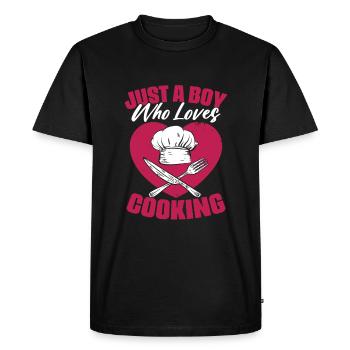 Juste un garçon qui aime cuisiner une cuisine drôle - T-shirt Premium bio Homme - noir - Devant - Nico (187cm)