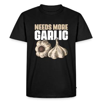 Besoin de plus d’ail Drôle d’humour culinaire pour - T-shirt Premium bio Homme - noir - Devant - Nico (187cm)