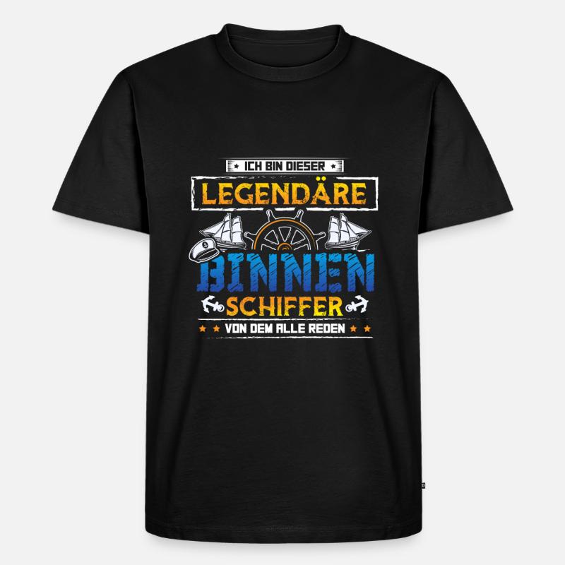 Binnenschiffer Seemann Boot - Männer Premium Bio T-Shirt - Schwarz
