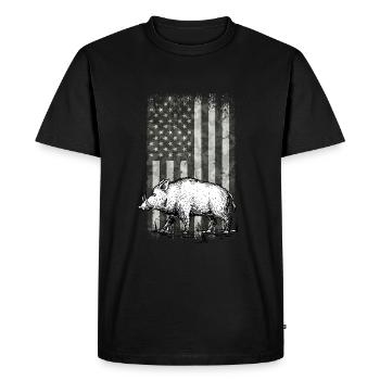 Saison patriotique de chasse au sanglier pour le porc - T-shirt Premium bio Homme - noir - Devant - Nico (187cm)