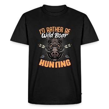 I'd Rather Be Hunting Funny Wild Boar Humor for - Men's Premium Organic T-Shirt - black - Front - Nico (187cm)