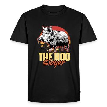 Tueur de porc Drôle d’humour de chasse au sanglier pour - T-shirt Premium bio Homme - noir - Devant - Nico (187cm)