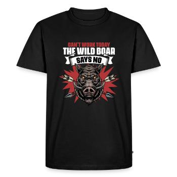 Can't Work Today Funny wild boar on the hunt - Men's Premium Organic T-Shirt - black - Front - Nico (187cm)