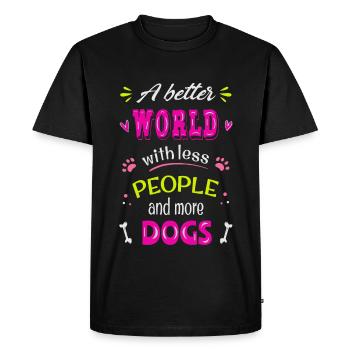 Un monde meilleur avec moins de gens et plus de gens - T-shirt Premium bio Homme - noir - Devant - Nico (187cm)