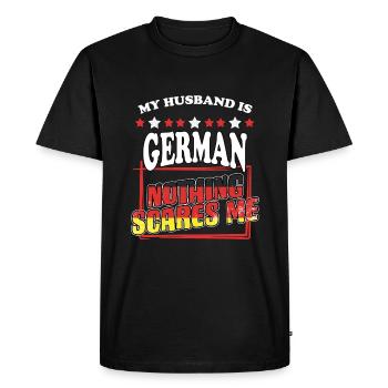My husband is German Lustig Deutschland humor for - Men's Premium Organic T-Shirt - black - Front - Nico (187cm)