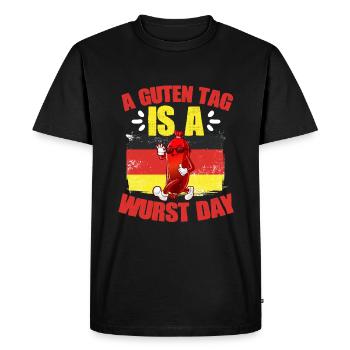 Bonne journée Drôle d’humour de saucisse allemande pour - T-shirt Premium bio Homme - noir - Devant - Nico (187cm)