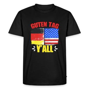 Hello Y'All Funny German greeting for - Men's Premium Organic T-Shirt - black - Front - Nico (187cm)