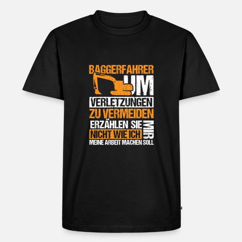 Bagger Baggerfahrer Baustelle - Männer Premium Bio T-Shirt - Schwarz
