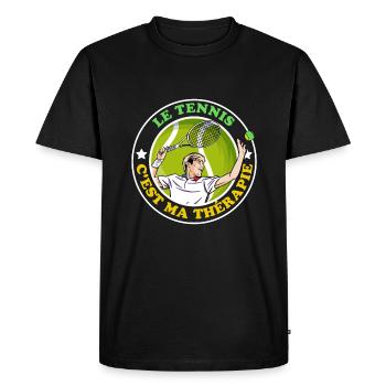 Le Tennis C'est ma Thérapie - T-shirt Premium bio Homme - noir - Devant - Nico (187cm)