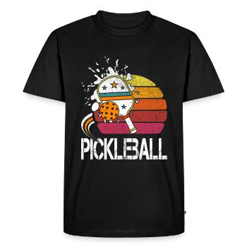 pickleball,-2 t-shirt, - T-shirt Premium bio Homme - noir - Devant - Nico (187cm)