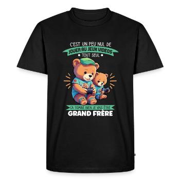 Futur Grand Frère Gamer Annonce Grossesse Drôle - T-shirt Premium bio Homme - noir - Devant - Nico (187cm)