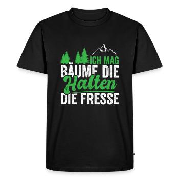 Ich mag Bäume die halten die Fresse - Männer Premium Bio T-Shirt - Schwarz - Vorne - Nico (187cm)