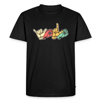 Yolo Vous ne vivez qu’une fois avec la langue des signes dgs - T-shirt Premium bio Homme - noir - Devant - Nico (187cm)
