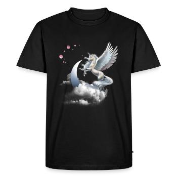 Cheval volant licorne ou pégase - T-shirt Premium bio Homme - noir - Devant - Nico (187cm)