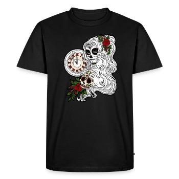 La Catrina Dia de los Muertos Gothique Design Sombre - T-shirt Premium bio Homme - noir - Devant - Nico (187cm)