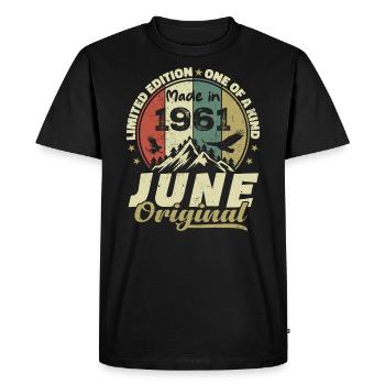 Juin 1961 Cadeau Anniversaire Juin 1961 Juin 1961 - T-shirt Premium bio Homme - noir - Devant - Nico (187cm)