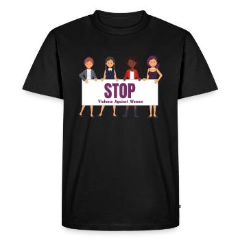 Tshirt stop aux violences conjugales aux femmes - T-shirt Premium bio Homme - noir - Devant - Nico (187cm)