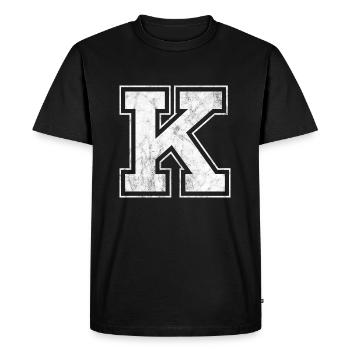 Lettre K - T-shirt Premium bio Homme - noir - Devant - Nico (187cm)