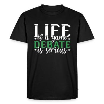 Débat Débat argumentation - T-shirt Premium bio Homme - noir - Devant - Nico (187cm)