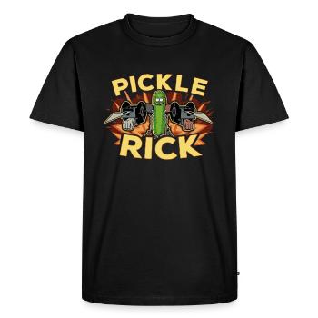 Rick and Morty Bewaffneter Pickle Rick - Männer Premium Bio T-Shirt - Schwarz - Vorne - Nico (187cm)